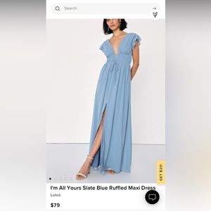 Lulus - I’m All Yours Slate Blue Maxi Dress - Small